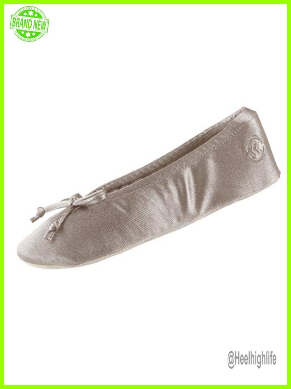 Satin Ballerina Slippers with Bow Tie, Leather Sole, Women's House Shoes